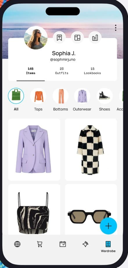 Whering wardrobe grid and outfit builder